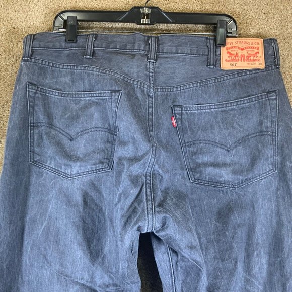 LEVI’S Mens Jeans Sz 40x30 Straight Leg 501 XX Button Fly Black Wash Red Tab - Picture 6 of 10
